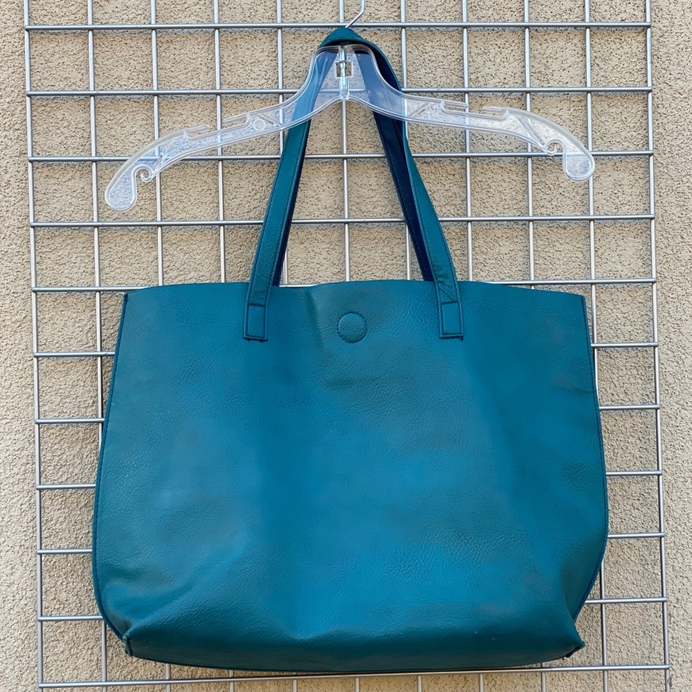 Magnetic Snap Turquoise Tote Shoulder Bag Purse - Picture 2 of 8